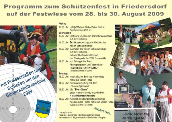 Das Programm zum Schützenfest