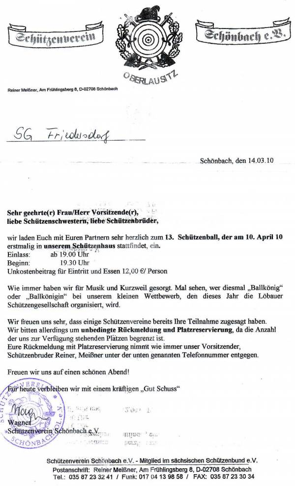 Schützenball Schönbach